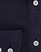 Contemporary Fit Plain Linen Shirt With Button Down Collar Two Button Cuff