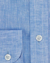 Contemporary Fit Plain Linen Shirt With Button Down Collar Two Button Cuff
