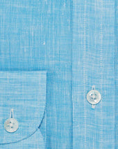 Contemporary Fit Plain Linen Shirt With Button Down Collar Two Button Cuff
