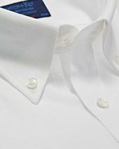 Contemporary Fit Plain Linen Shirt With Button Down Collar Two Button Cuff