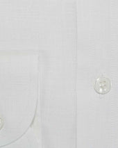 Contemporary Fit Plain Linen Shirt With Button Down Collar Two Button Cuff