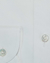 Contemporary Fit Basket Weave Cotton Shirt With Button Down Collar Two Button Cuff