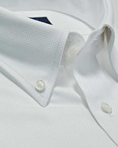 Contemporary Fit Basket Weave Cotton Shirt With Button Down Collar Two Button Cuff