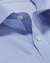 Contemporary Fit White Check Cotton Shirt With Classic Collar Two Button Cuff