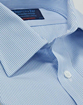 Contemporary Fit Fine Bengal Stripe Cotton Shirt With Classic Collar Two Button Cuff