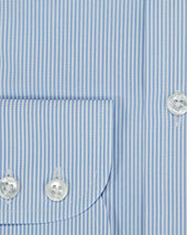 Contemporary Fit Fine Bengal Stripe Cotton Shirt With Classic Collar Two Button Cuff