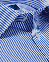 Contemporary Fit Bengal Stripe Cotton Shirt With Classic Collar Two Button Cuff