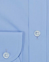 Contemporary Fit Plain Cotton Poplin Shirt With Classic Collar Two Button Cuff