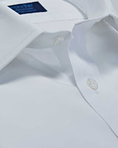 Contemporary Fit Plain Cotton Poplin Shirt With Classic Collar Two Button Cuff