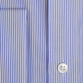 Contemporary Fit Fine Bengal Stripe Cotton Poplin Shirt With Classic Collar Double Cuff