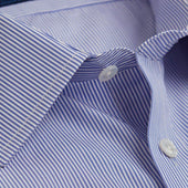 Contemporary Fit Fine Bengal Stripe Cotton Poplin Shirt With Classic Collar Double Cuff
