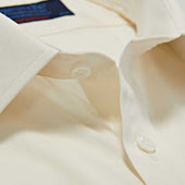 Contemporary Fit Plain Cotton Poplin Shirt With Classic Collar Double Cuff