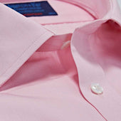 Contemporary Fit Pink End On End Cotton Shirt With Classic Collar Double Cuff