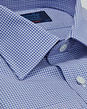 Contemporary Fit Fine Check Cotton Poplin Shirt With Classic Collar Double Cuff