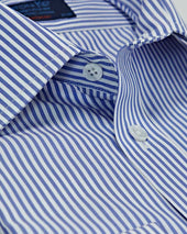 Contemporary Fit Bengal Stripe Cotton Poplin Shirt With Classic Collar Double Cuff