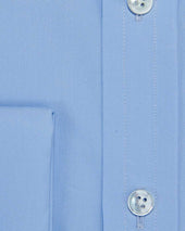 Contemporary Fit Plain Cotton Poplin Shirt With Classic Collar Double Cuff