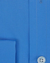 Contemporary Fit Plain Deep Cotton Poplin Shirt With Classic Collar Double Cuff