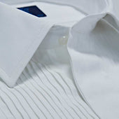 Contemporary Fit Narrow Pleat Cotton Poplin Dress Shirt With Classic Collar Double Cuff