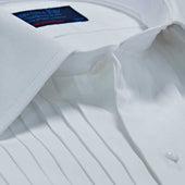 Contemporary Fit Wide Pleat Cotton Poplin Dress Shirt With Classic Collar Double Cuff