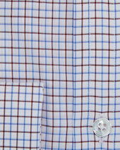 Contemporary Fit Grid Check Cotton Shirt With Classic Collar Double Cuff