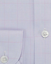 Contemporary Fit Lilac Houndstooth Check Cotton Shirt With Classic Collar Two Button Cuff