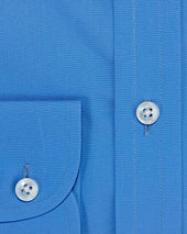 Contemporary Fit Plain Deep Cotton Poplin Shirt With Classic Collar Two Button Cuff