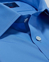 Contemporary Fit Plain Deep Cotton Poplin Shirt With Classic Collar Two Button Cuff