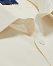Contemporary Fit Plain Cotton Poplin Shirt With Classic Collar Two Button Cuff