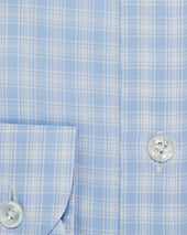 Contemporary Fit Check Cotton Shirt With Classic Collar Two Button Cuff