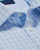 Contemporary Fit Check Cotton Shirt With Classic Collar Two Button Cuff