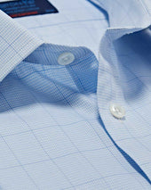 Contemporary Fit Houndstooth Check Cotton Shirt With Classic Collar Two Button Cuff