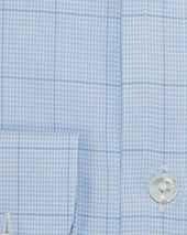 Contemporary Fit Houndstooth Check Cotton Shirt With Classic Collar Two Button Cuff