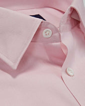 Contemporary Fit Plain Pink Oxford Cotton Shirt With Concealed Button Down Collar Two Button Cuff