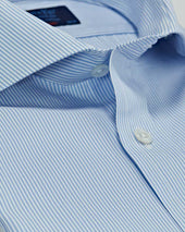 Contemporary Fit Fine Bengal Stripe Cotton Poplin Shirt With Cut Away Collar Two Button Cuff