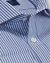 Contemporary Fit Bengal Stripe Cotton Poplin Shirt With Cut Away Collar Two Button Cuff