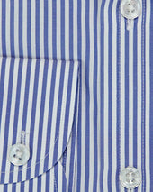 Contemporary Fit Bengal Stripe Cotton Poplin Shirt With Cut Away Collar Two Button Cuff