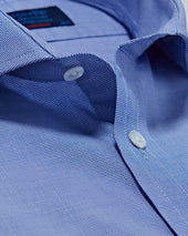 Contemporary Fit Micro Houndstooth Check Cotton Shirt With Cut Away Collar Two Button Cuff