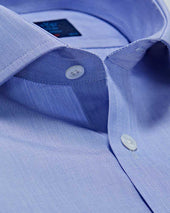 Contemporary Fit End On End Cotton Shirt With Cut Away Collar Two Button Cuff