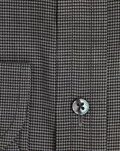 Contemporary Fit Grey Houndstooth Cotton Shirt With Cut Away Collar Two Button Cuff