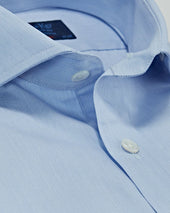 Contemporary Fit Hairline Stripe Cotton Poplin Shirt With Cut Away Collar Two Button Cuff