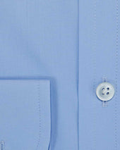 Contemporary Fit Plain Cotton Poplin Shirt With Cut Away Collar Two Button Cuff