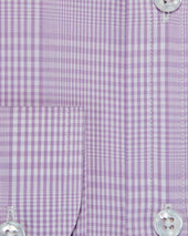 Contemporary Fit Lilac Prince Of Wales Check Cotton Shirt With Cut Away Collar Two Button Cuff