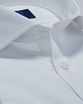 Contemporary Fit Plain Cotton Poplin Shirt With Cut Away Collar Double Cuff