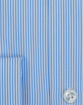Contemporary Fit Fine Bengal Stripe Cotton Poplin Shirt With Cut Away Collar Double Cuff