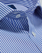 Contemporary Fit Bengal Stripe Cotton Poplin Shirt With Cut Away Collar Double Cuff
