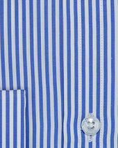 Contemporary Fit Bengal Stripe Cotton Poplin Shirt With Cut Away Collar Double Cuff