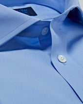 Contemporary Fit Plain Cotton Poplin Shirt With Cut Away Collar Double Cuff