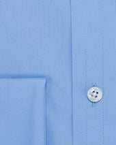 Contemporary Fit Plain Cotton Poplin Shirt With Cut Away Collar Double Cuff