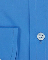 Contemporary Fit Plain Deep Cotton Poplin Shirt With Cut Away Collar Two Button Cuff