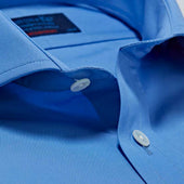 Contemporary Fit Plain Deep Cotton Poplin Shirt With Cut Away Collar Two Button Cuff